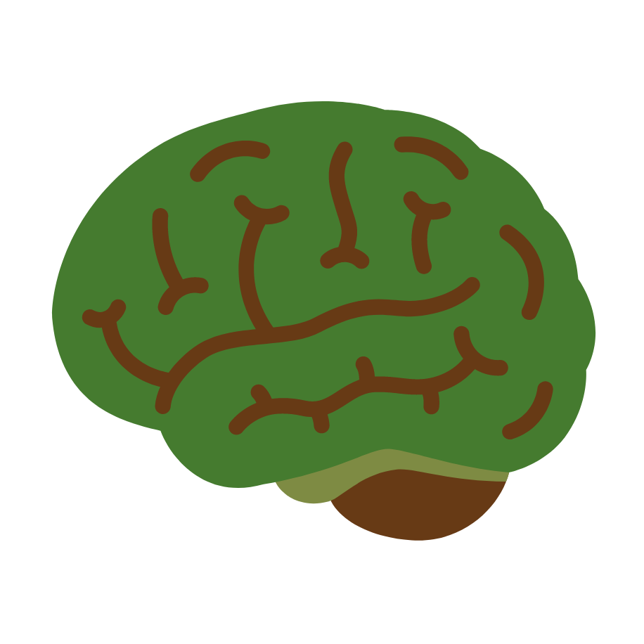 A green and brown artistic image of the brain that looks a bit like a tree