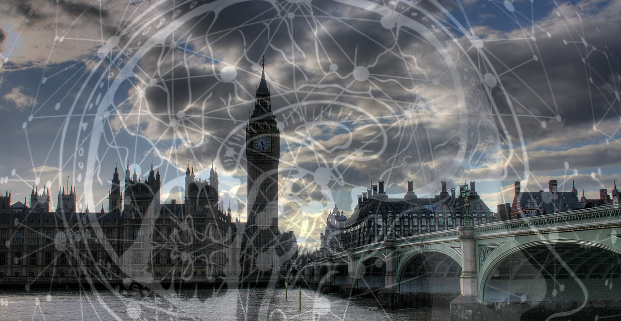 UK Houses of Parliament with image of human brain