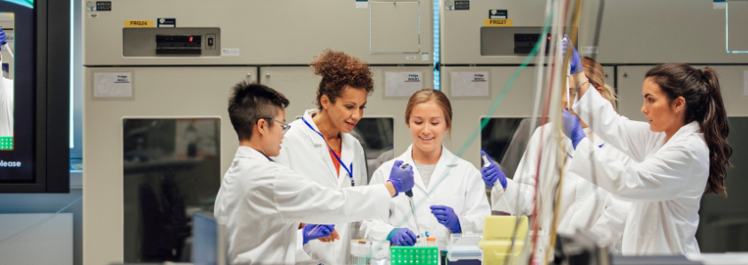 Group of scientists working together in laboratory
