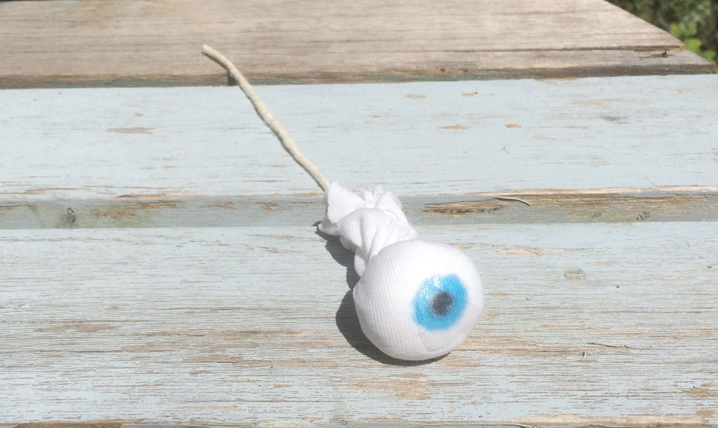 Photo of model eye made out of fabric