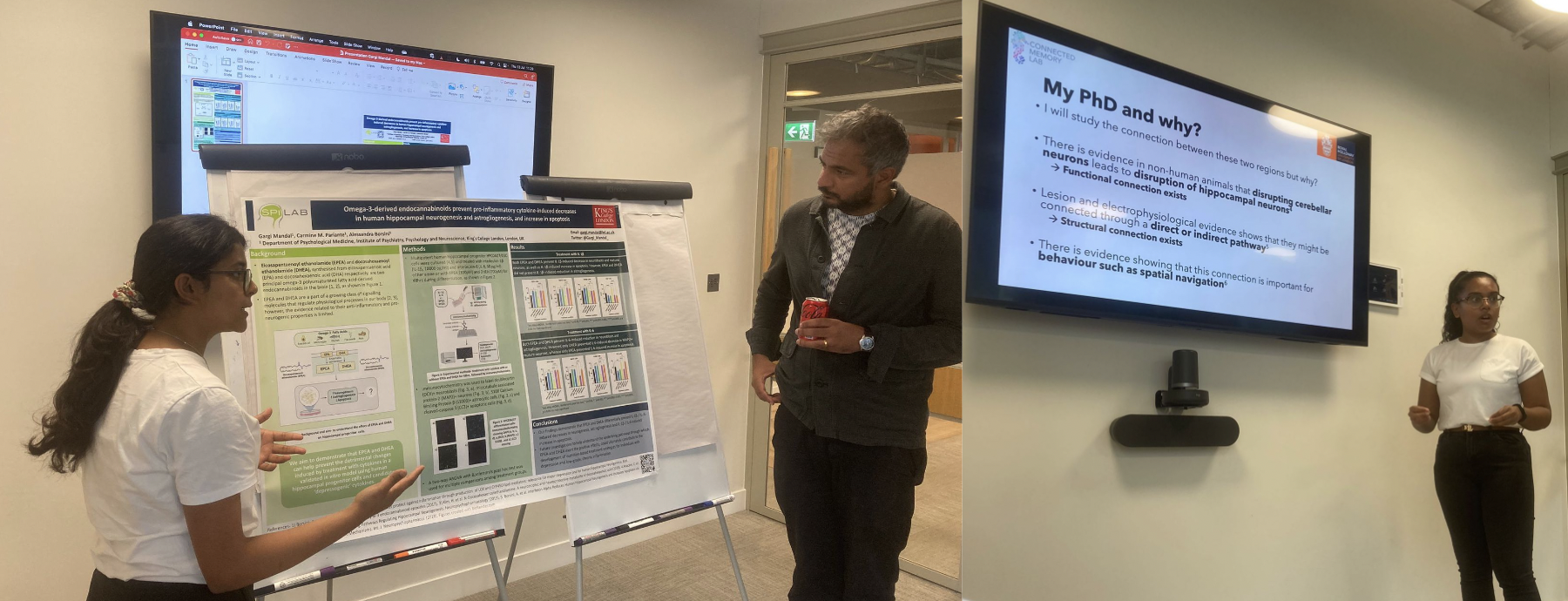 BNA Scholars Gargi Mandal and Kavishini Apasamy present their research to COMPASS Pathways' preclinical research team